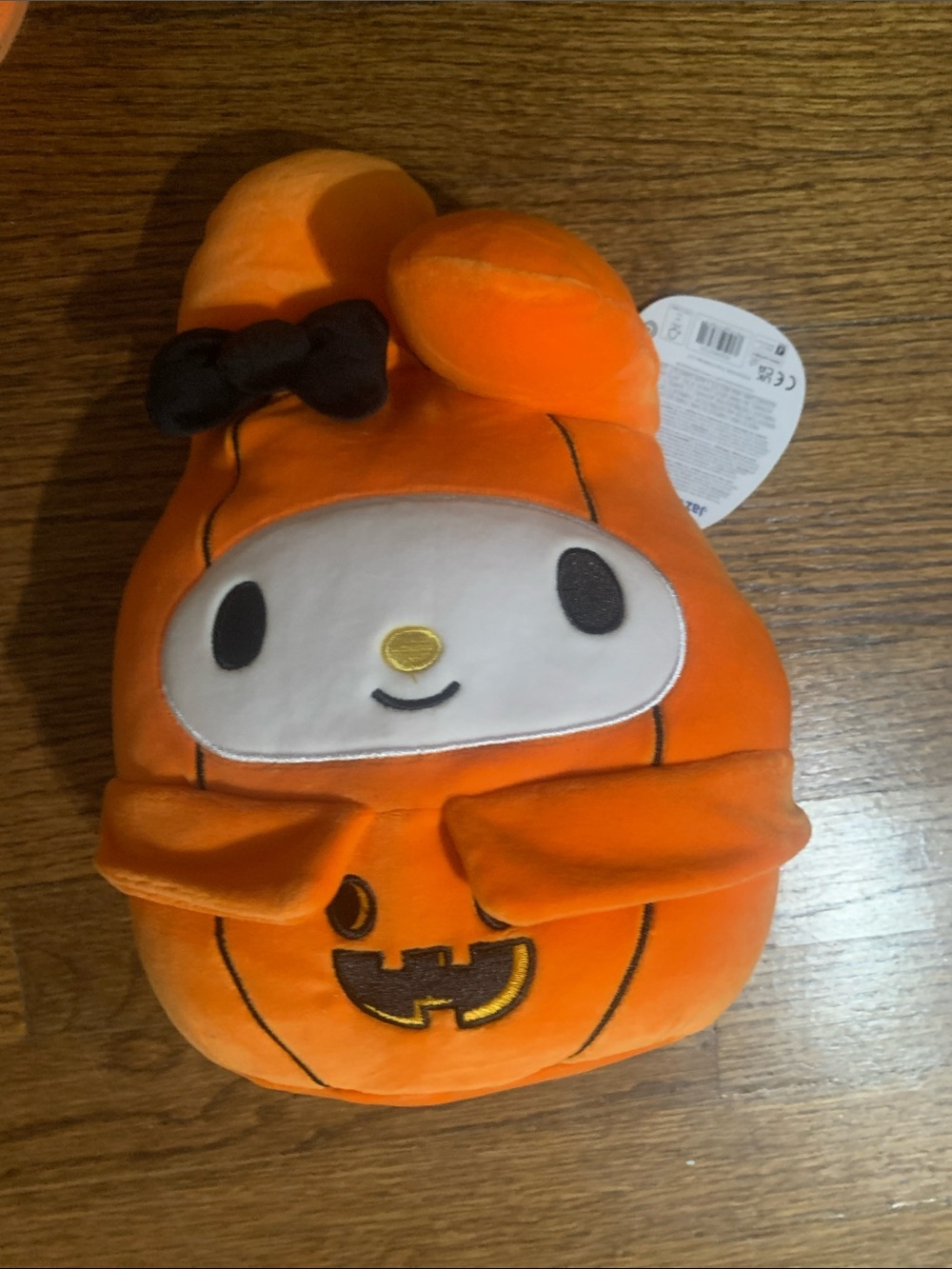 Sanrio My Melody Orange Pumpkin Plush with Black Bow Accent Squishmallow